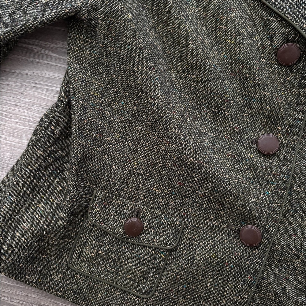 Olive green Women's Tweed Blazer - Picture 2 of 6